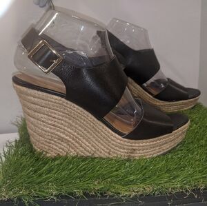 J. Crew Factory Women's Black Strappy Canvas Espadrille Sandals SZ 7.5